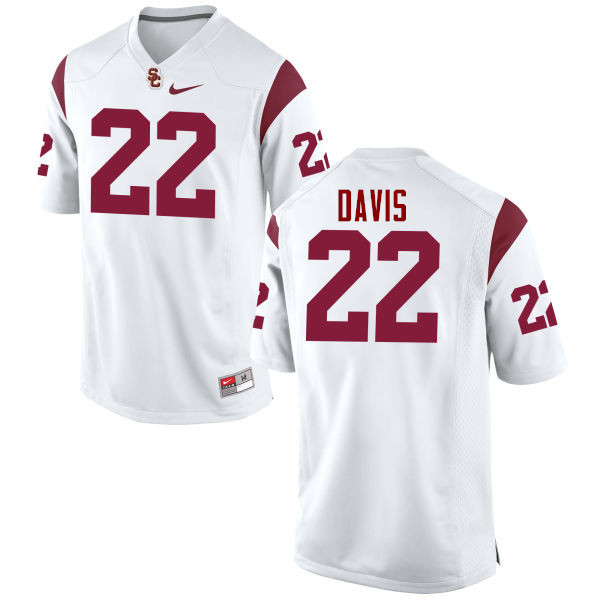 Men #22 Justin Davis USC Trojans College Football Jerseys-White